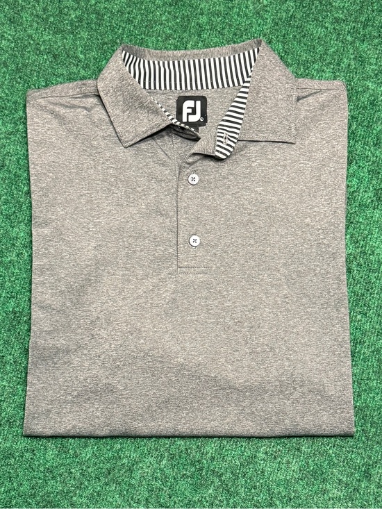 FootJoy Other - FootJoy Gray Performance Polo with Striped Inner Collar (Size Large)